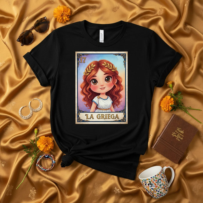 roman card sleeves LA GRIEGA Cute Roman Goddess T-Shirt, Greek Mythology Inspired La Lote — Mexicada