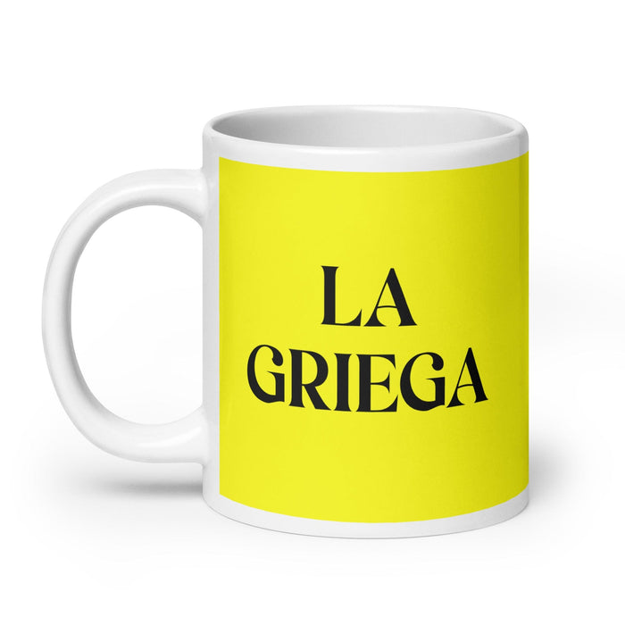 La Griega The Greek Funny Home Office Work Coffee Mug Mexican Spanish Pride Gift White Glossy Cup Yellow Card Mug Mexicada