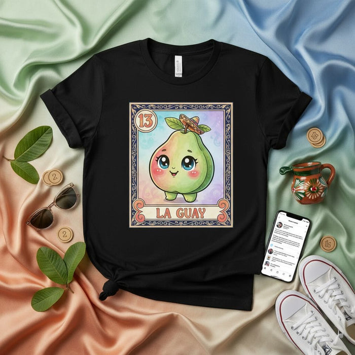 La Guay Cute Pear La Lotería Card 13 Unisex T-Shirt - Kawaii Mexican Bingo Fruit Tee, Hispanic Culture Gift, Aesthetic Clothing, Dia de Muertos, Cinco de Mayo Apparel Mexicada