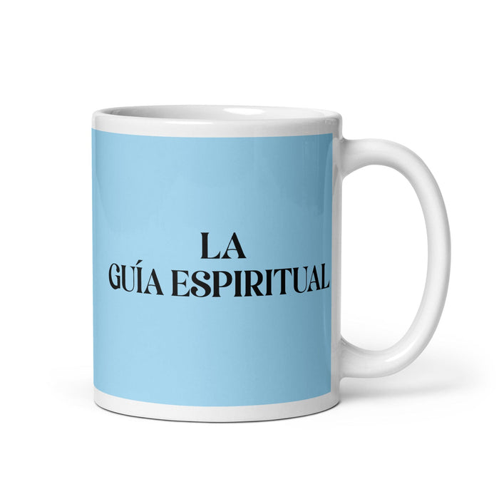 La Guía Espiritual The Spiritual Guide Funny Home Office Work Coffee Mug Mexican Spanish Pride Gift White Glossy Cup Sky Blue Card Mug Mexicada 11 oz