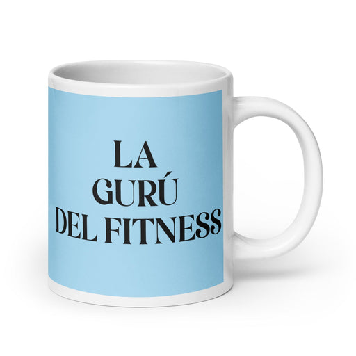 La Gurú Del Fitness The Fitness Guru Funny Home Office Work Coffee Mug Mexican Spanish Pride Gift White Glossy Cup Sky Blue Card Mug Mexicada 20 oz