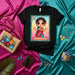 La Hindu Loteria Card T-Shirt, Cute Indian Girl Design, Unisex Graphic Tee, Number 14, Cultural Fiesta Game Wear, Colorful Art Print Top Mexicada