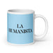 La Humanista The Humanist Funny Home Office Work Coffee Mug Mexican Spanish Pride Gift White Glossy Cup Sky Blue Card Mug Mexicada 20 oz