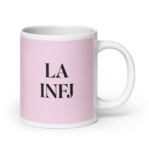 La INFJ The Advocate MBTI Personality Funny Home Office Work Coffee Mug Mexican Spanish Pride Gift White Glossy Cup Light Pink Card Mug Mexicada 20 oz