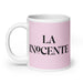 La Inocente The Innocent Funny Home Office Work Coffee Mug Mexican Spanish Pride Gift White Glossy Cup Light Pink Card Mug Mexicada