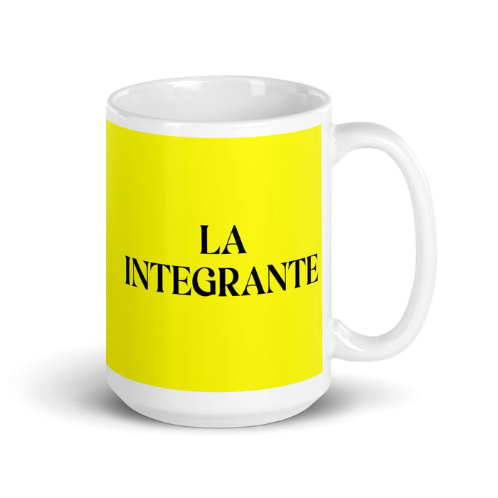 La Integrante The Member Funny Home Office Work Coffee Mug Mexican Spanish Pride Gift White Glossy Cup Yellow Card Mug Mexicada 15 oz