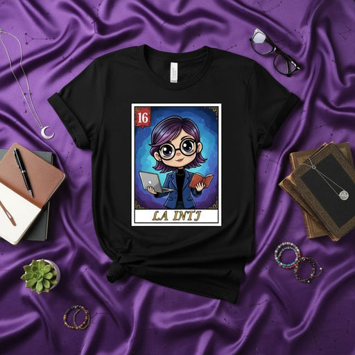 LA INTJ Lotería Card T-Shirt, Myer-Briggs Personality Type Tee, Funny INTJ Graphic Shirt, Unisex Geeky Gift for Architects Analysts and Logicians Mexicada
