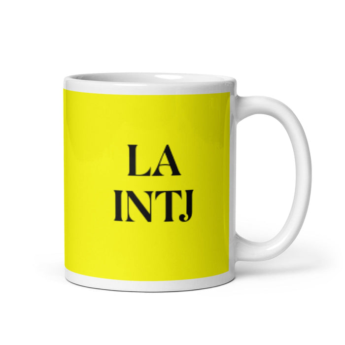 La INTJ The Mastermind MBTI Personality Funny Home Office Work Coffee Mug Mexican Spanish Pride Gift White Glossy Cup Yellow Card Mug Mexicada 11 oz