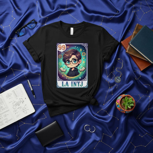 LA INTJ Unisex T-Shirt - Cute Anime Lotería Card Design, Myers-Briggs Personality Type Tee, INTJ Apparel Gift, The Architect Mystic Lore Graphic Shirt Mexicada