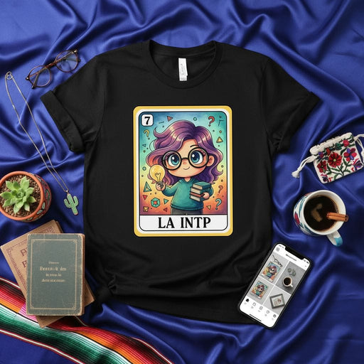 LA INTP Cute Anime Girl Loteria Card T-Shirt, Analyst Logical Thinker MBTI Personality Type Graphic Tee, Unisex Funny Gift for Geeks and Introverts Mexicada
