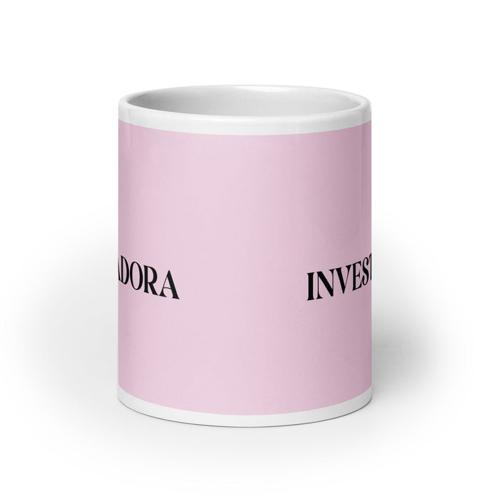 La Investigadora The Researcher Funny Home Office Work Coffee Mug Mexican Spanish Pride Gift White Glossy Cup Light Pink Card Mug Mexicada
