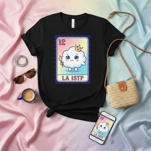 LA ISTP The Cute Cloud Lotería Card T-Shirt | MBTI Personality Type Gift | Funny Mexican Bingo Style Graphic Tee for Introverts and Thinkers Mexicada