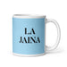 La Jaina The Girlfriend/Boyfriend Funny Home Office Work Coffee Mug Mexican Spanish Pride Gift White Glossy Cup Sky Blue Card Mug Mexicada 11 oz