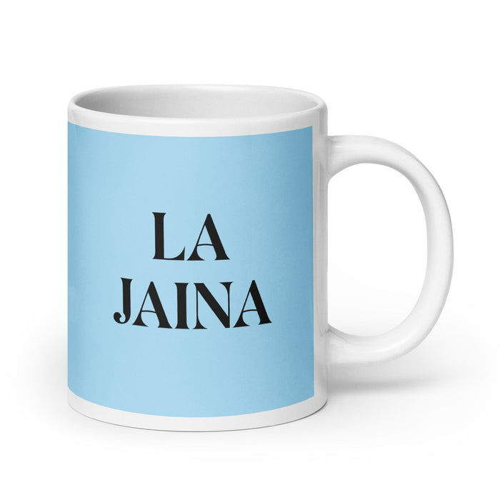 La Jaina The Girlfriend/Boyfriend Funny Home Office Work Coffee Mug Mexican Spanish Pride Gift White Glossy Cup Sky Blue Card Mug Mexicada 20 oz