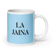 La Jaina The Girlfriend/Boyfriend Funny Home Office Work Coffee Mug Mexican Spanish Pride Gift White Glossy Cup Sky Blue Card Mug Mexicada 20 oz