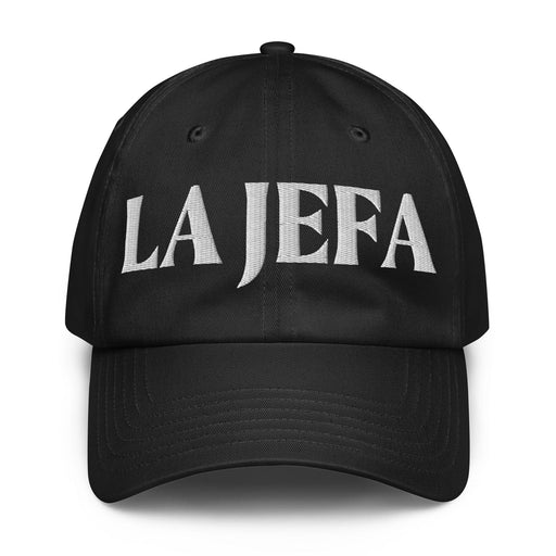 La Jefa The Boss Embroidered Athletic Hat | Empowerment, Leadership, Bold Sporty Style | J15 Mexicada Black