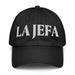 La Jefa The Boss Embroidered Athletic Hat | Empowerment, Leadership, Bold Sporty Style | J15 Mexicada Black