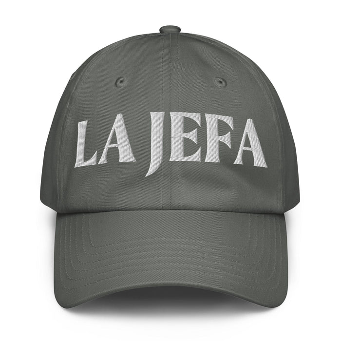 La Jefa The Boss Embroidered Athletic Hat | Empowerment, Leadership, Bold Sporty Style | J15 Mexicada Grey