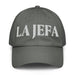 La Jefa The Boss Embroidered Athletic Hat | Empowerment, Leadership, Bold Sporty Style | J15 Mexicada Grey