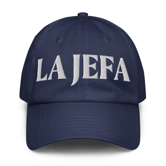 La Jefa The Boss Embroidered Athletic Hat | Empowerment, Leadership, Bold Sporty Style | J15 Mexicada Navy