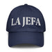 La Jefa The Boss Embroidered Athletic Hat | Empowerment, Leadership, Bold Sporty Style | J15 Mexicada Navy