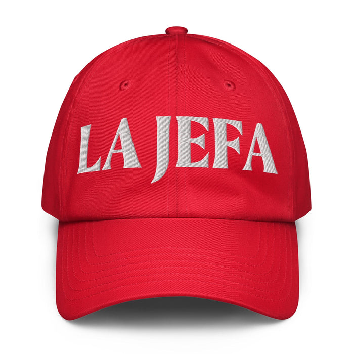 La Jefa The Boss Embroidered Athletic Hat | Empowerment, Leadership, Bold Sporty Style | J15 Mexicada Red