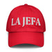 La Jefa The Boss Embroidered Athletic Hat | Empowerment, Leadership, Bold Sporty Style | J15 Mexicada Red