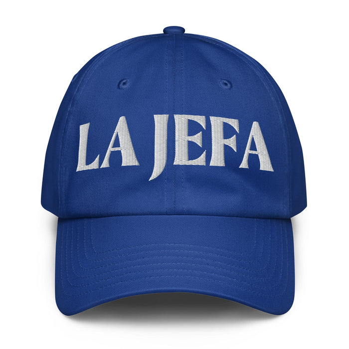 La Jefa The Boss Embroidered Athletic Hat | Empowerment, Leadership, Bold Sporty Style | J15 Mexicada Royal Blue