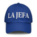 La Jefa The Boss Embroidered Athletic Hat | Empowerment, Leadership, Bold Sporty Style | J15 Mexicada Royal Blue