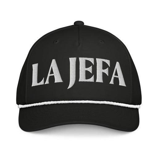 La Jefa The Boss Embroidered Classic Rope Cap | Empowerment, Leadership, Bold Fashion | J15 Mexicada Black/White