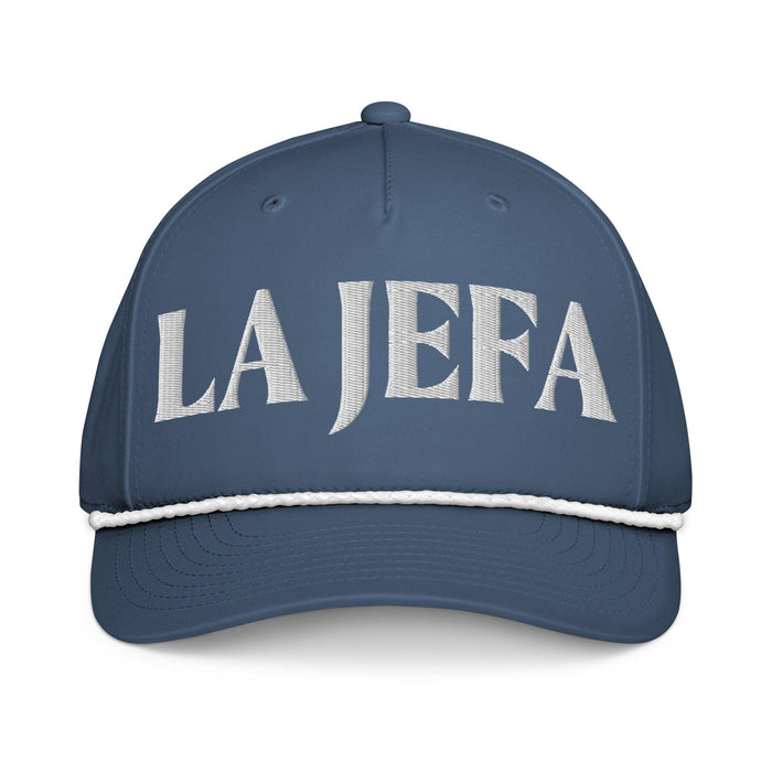 La Jefa The Boss Embroidered Classic Rope Cap | Empowerment, Leadership, Bold Fashion | J15 Mexicada Light Blue/White