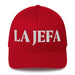 La Jefa The Boss Embroidered Closed-Back Structured Cap | Leadership, Empowerment, Bold Look | J15 Mexicada Red / S/M