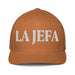 La Jefa The Boss Embroidered Closed-Back Trucker Cap | Empowerment, Leadership, Bold Fashion | J15 Mexicada Caramel