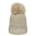 La Jefa The Boss Embroidered Columbia Pom-Pom Beanie Hat | Bold Leadership | J15 Mexicada Chalk