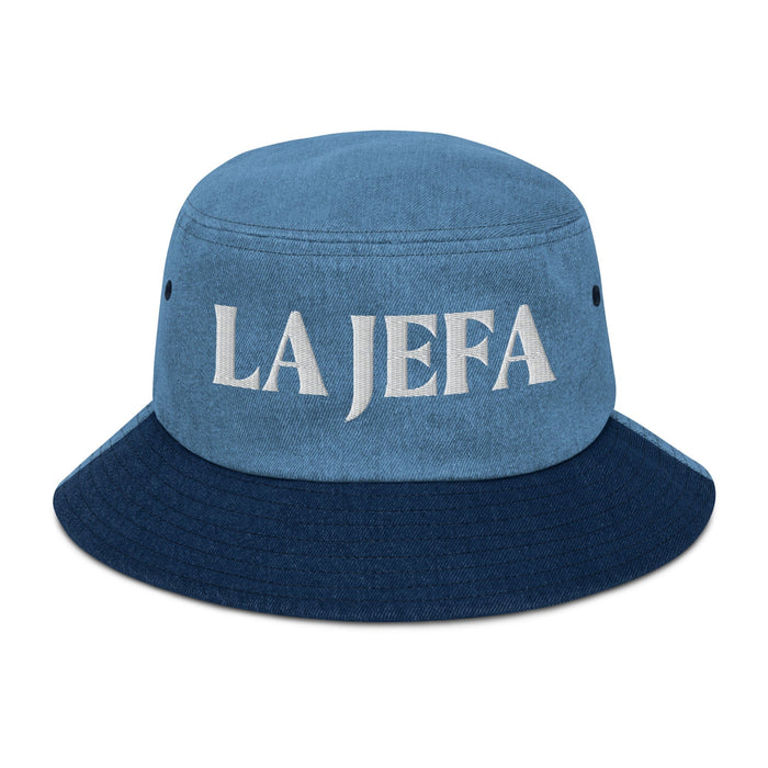 La Jefa The Boss Embroidered Denim Bucket Hat | Bold Fashion Statement | J15 Mexicada Classic / Light Denim