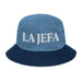 La Jefa The Boss Embroidered Denim Bucket Hat | Bold Fashion Statement | J15 Mexicada Classic / Light Denim
