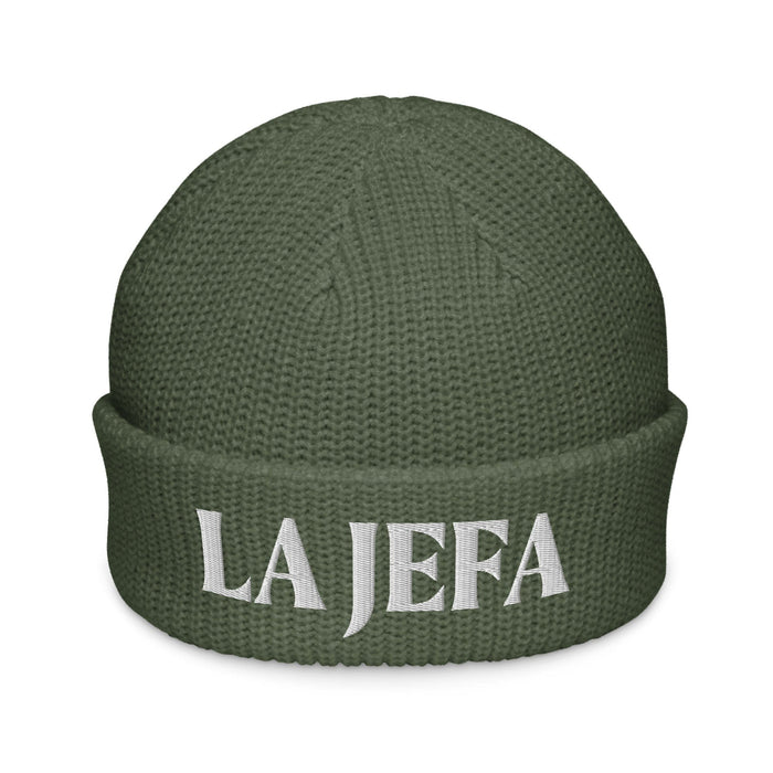La Jefa The Boss Embroidered Fisherman Beanie – Latina Power Streetwear Statement Hat | J15 Mexicada Cypress