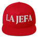 La Jefa The Boss Embroidered Flat Bill Cap | Empowerment, Bold Streetwear, Leadership Vibes | J15 Mexicada Red