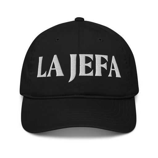 La Jefa The Boss Embroidered Organic Baseball Cap | Leadership, Empowerment, Bold Style | J15 Mexicada Black