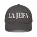 La Jefa The Boss Embroidered Organic Baseball Cap | Leadership, Empowerment, Bold Style | J15 Mexicada Charcoal