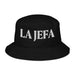 La Jefa The Boss Embroidered Organic Cotton Bucket Hat | Empowerment, Leadership, Bold Style | J15 Mexicada Black