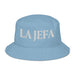 La Jefa The Boss Embroidered Organic Cotton Bucket Hat | Empowerment, Leadership, Bold Style | J15 Mexicada Slate Blue