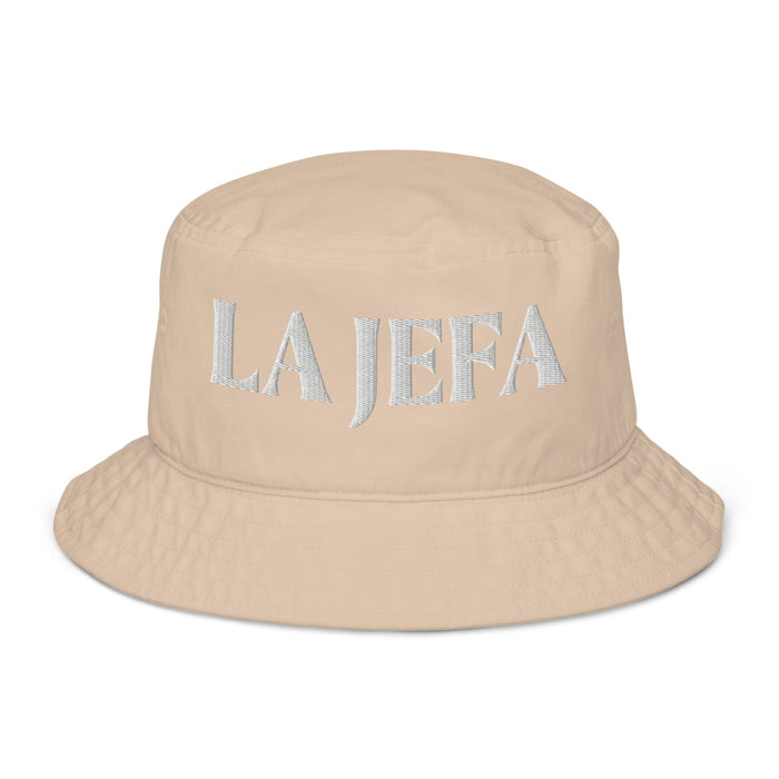 La Jefa The Boss Embroidered Organic Cotton Bucket Hat | Empowerment, Leadership, Bold Style | J15 Mexicada Stone