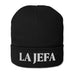 La Jefa The Boss Embroidered Organic Ribbed Beanie Hat | Stylish & Bold | J15 Mexicada Black