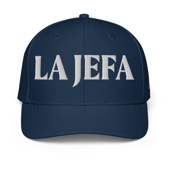La Jefa The Boss Embroidered Performance Cap | Leadership, Empowerment, Bold Style | J15 Mexicada Collegiate Navy