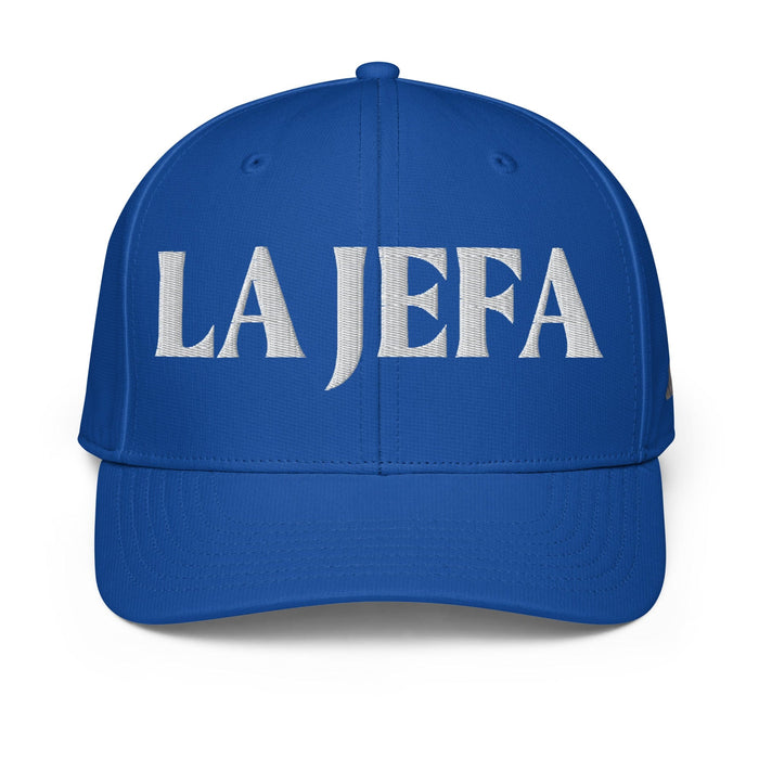 La Jefa The Boss Embroidered Performance Cap | Leadership, Empowerment, Bold Style | J15 Mexicada Collegiate Royal