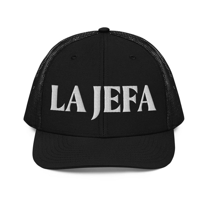 La Jefa The Boss Embroidered Snapback Trucker Cap | Leadership, Empowerment, Bold Style | J15 Mexicada Black