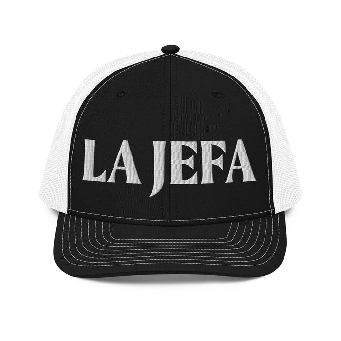 La Jefa The Boss Embroidered Snapback Trucker Cap | Leadership, Empowerment, Bold Style | J15 Mexicada Black / White
