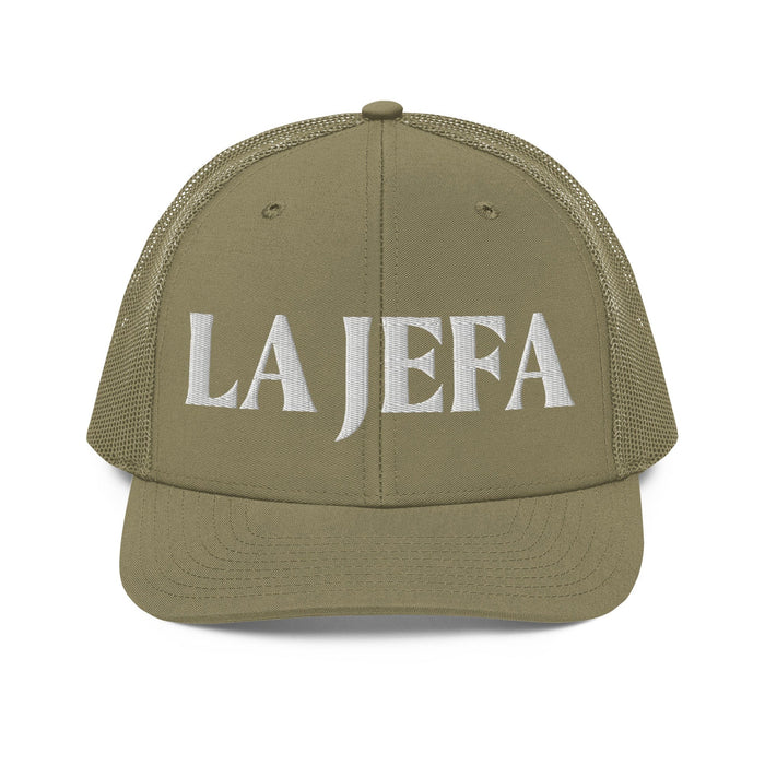 La Jefa The Boss Embroidered Snapback Trucker Cap | Leadership, Empowerment, Bold Style | J15 Mexicada Loden
