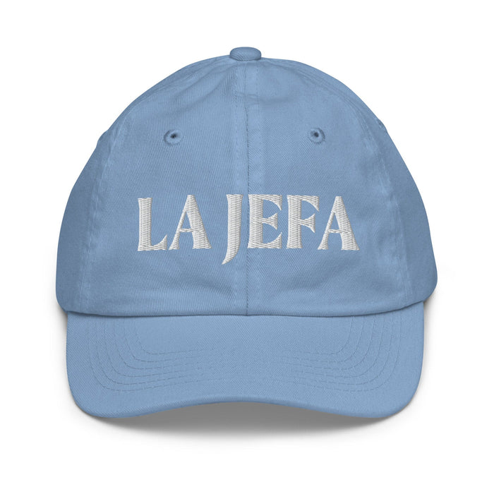 La Jefa The Boss Embroidered Youth Baseball Cap | Empowerment, Leadership, Bold Identity | J15 Mexicada Baby Blue